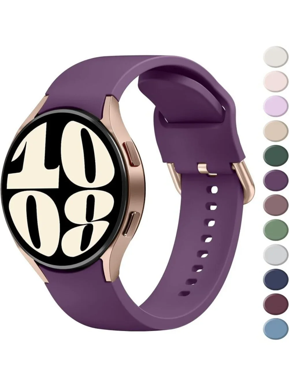 Unisex Dark Purple Analog Soft Silicone Replacement Strap Samsung Galaxy Watch